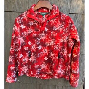 L.L. BEAN Snowflake Fleeced Polartec Sweater Size M (Bx 19)